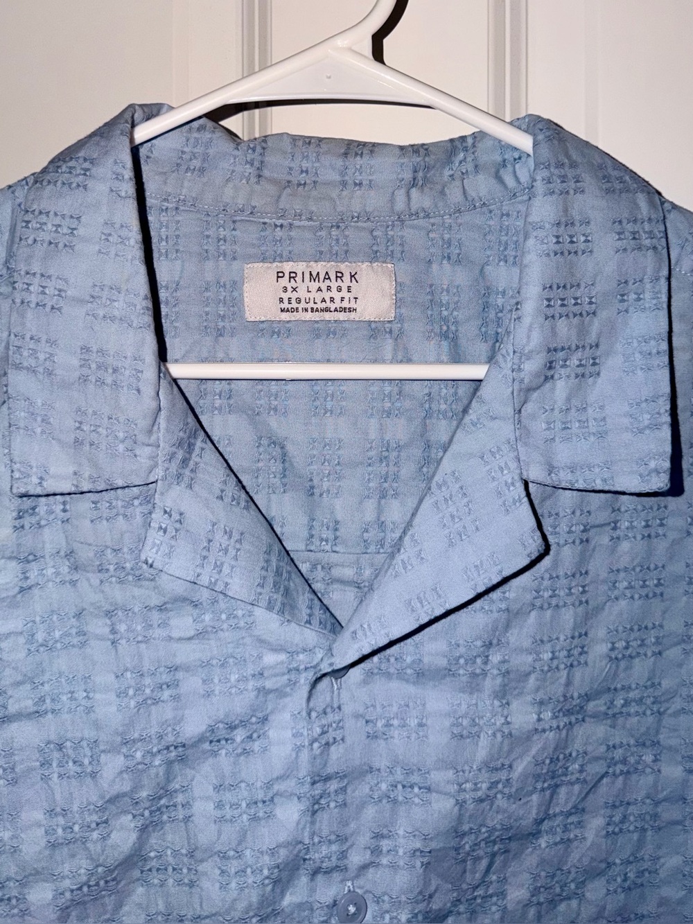 Primark Men’s Light Blue Textured Button-Down Shirt